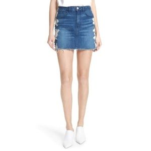 3x1 Celine Distressed Dark Denim Raw Edge Mini Skirt, jean size 24